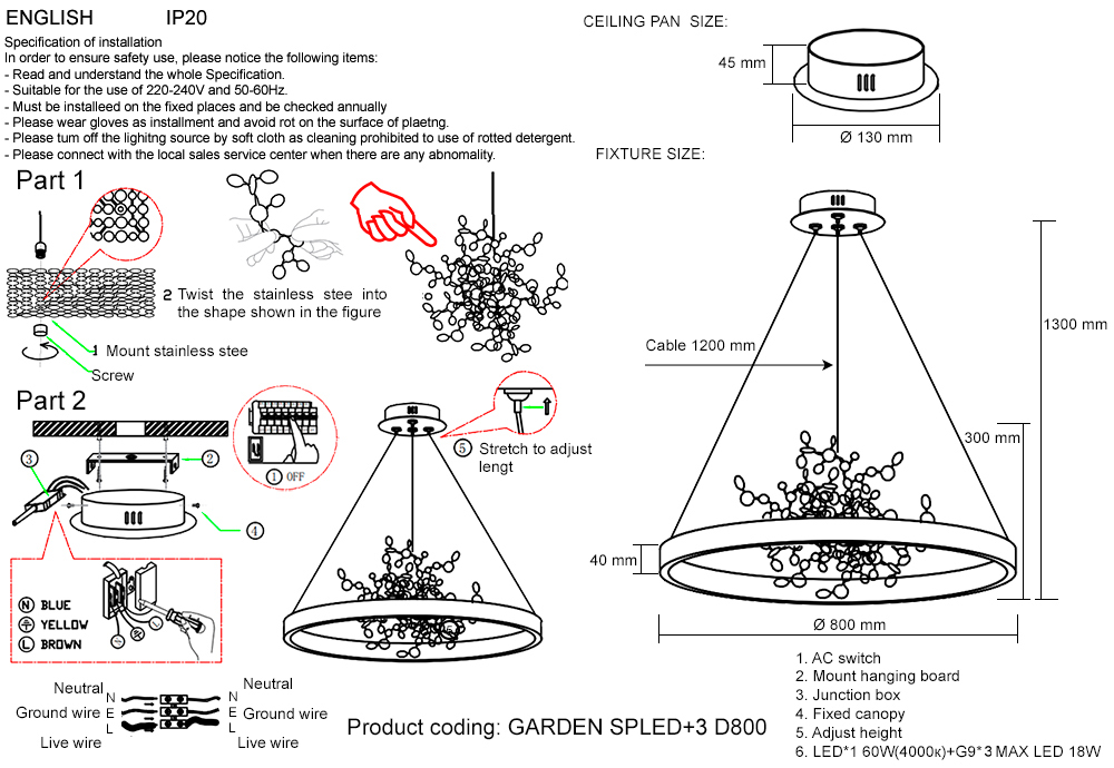 Люстра Crystal Lux GARDEN SPLED+3 D800 GOLD