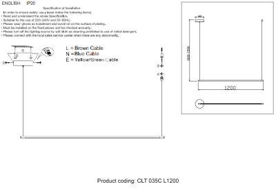 Светильник подвесной Crystal Lux CLT 035C L1200 GO